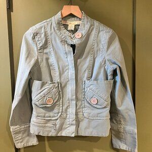 Anthropologie Pale Blue Moto Jacket Size 10